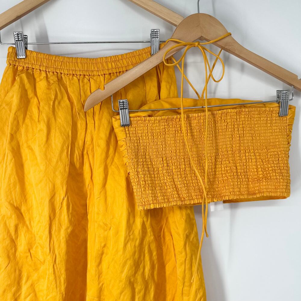 J. Crew Collection Textured Satin Skirt Set Halter Top Midi Maxi Two Piece Dress - Picture 8 of 11